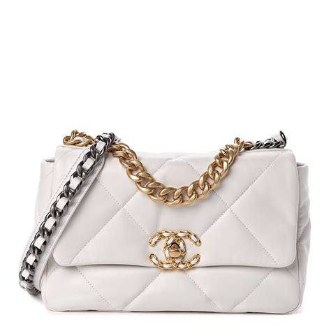 chanel white medium flap